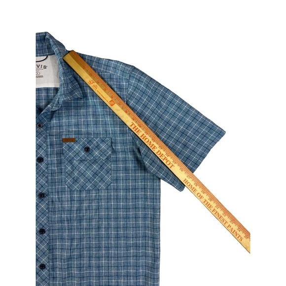 Orvis Men Blue Plaid Button Up Short Sleeve Shirt Sz L - Picture 4 of 7